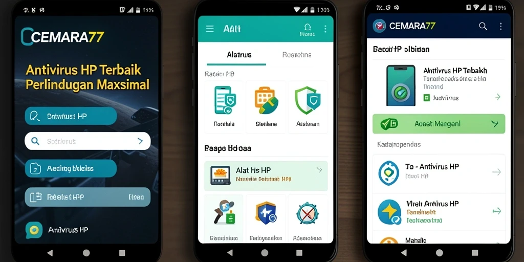 Screenshot antarmuka CEMARA77 yang menunjukkan fitur pemindaian antivirus.