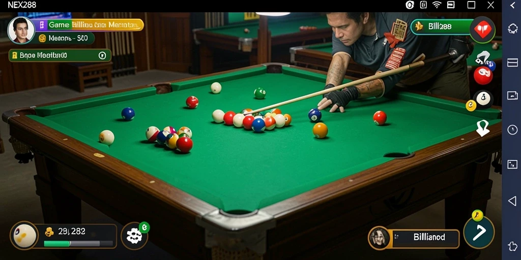 Antarmuka NEX288 yang menarik dan mudah digunakan untuk permainan billiard.