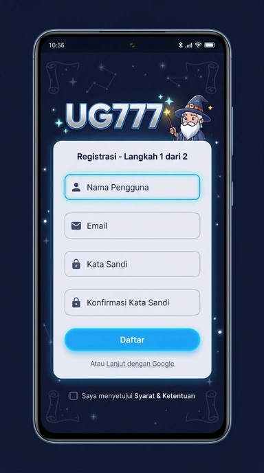 Tampilan halaman daftar ug777